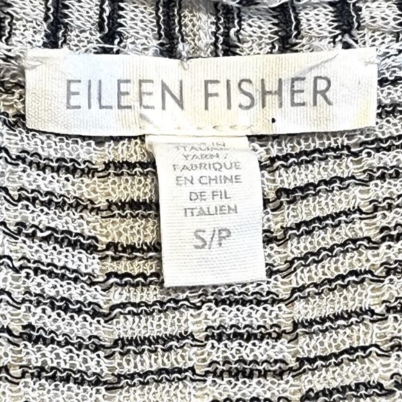 Eileen Fisher Fine Organic Linen Crepe Knit Simple Striped Cardigan Sweater Sz S - Picture 3 of 8